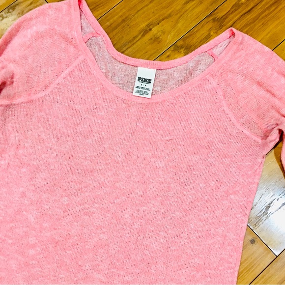 Victoria Secret Pink sweater shirt top long sleeve pink raglan summer beach - Picture 4 of 4